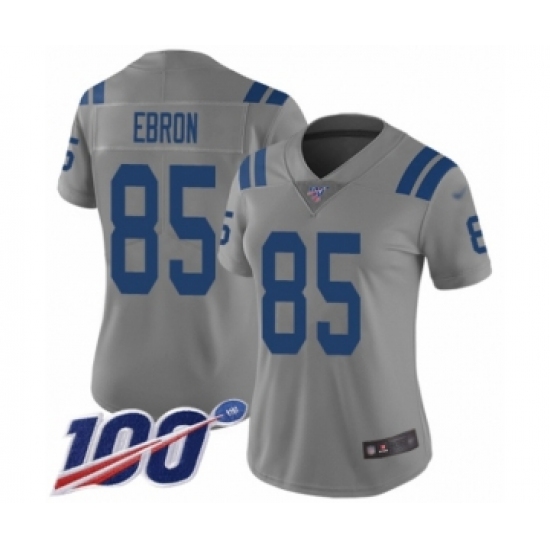 Women's Indianapolis Colts #85 Eric Ebron Limited Gray Inverted Legend 100th Season Football Jersey - Ujersey