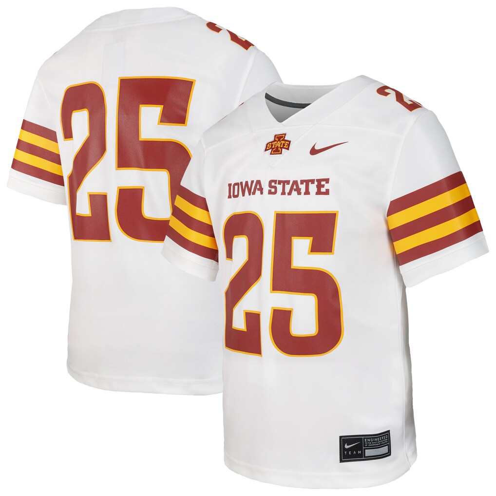 Youth Nike #25 White Iowa State Cyclones Untouchable Replica Game Jersey - ujerseystore