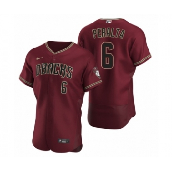 Men's Arizona Diamondbacks #6 David Peralta Nike Crimson Authentic 2020 Alternate Jersey - Ujersey