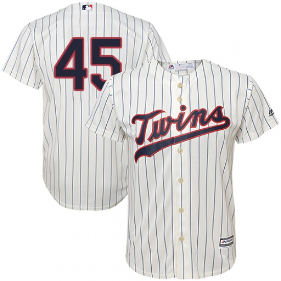 Youth Majestic Minnesota Twins #45 Phil Hughes Replica Cream Alternate Cool Base MLB Jersey - Ujersey