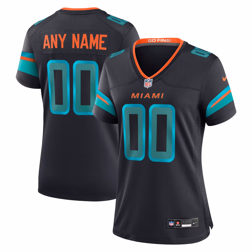 Women's Miami Dolphins Nike Navy Rivalries Collection Custom Game Jersey - Ujersey