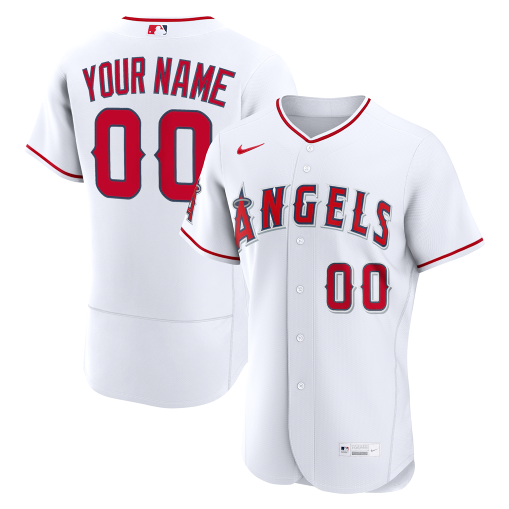 Men's Los Angeles Angels Nike White Home Authentic Custom Jersey - ujerseystore