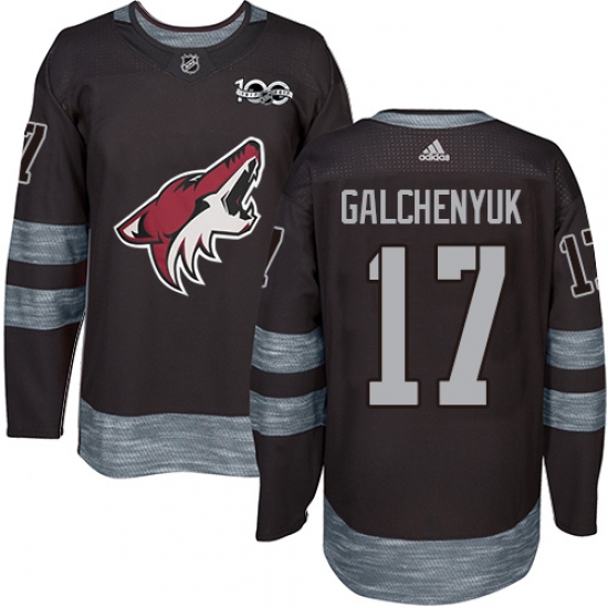 Men's Adidas Arizona Coyotes #17 Alex Galchenyuk Black 1917-2017 100th Anniversary Stitched NHL Jersey - Ujersey