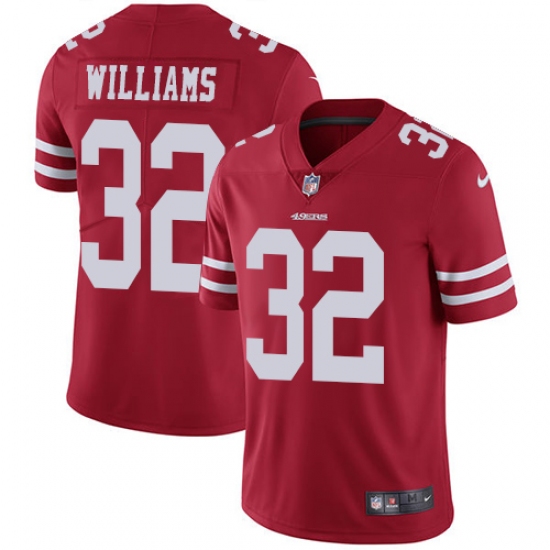 Men's Nike San Francisco 49ers #32 Joe Williams Red Team Color Vapor Untouchable Limited Player NFL Jersey - Ujersey
