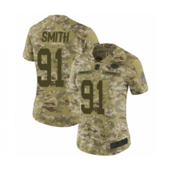 Women's Green Bay Packers #91 Preston Smith Limited Camo 2018 Salute to Service Football Jersey - Ujersey