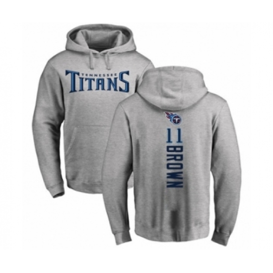 Football Tennessee Titans #11 A.J. Brown Ash Backer Pullover Hoodie - Ujersey