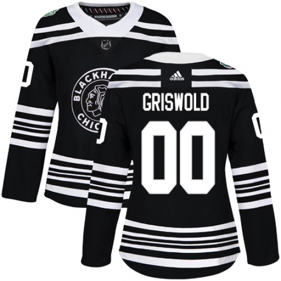 Women's Adidas Chicago Blackhawks #00 Clark Griswold Authentic Black 2019 Winter Classic NHL Jersey - Ujersey