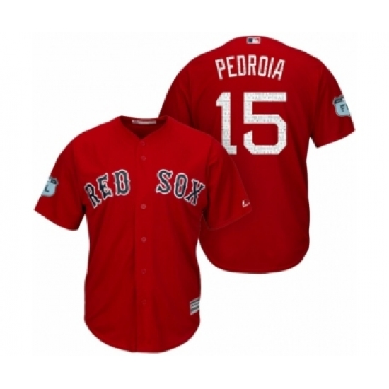 Men's Boston Red Sox Dustin Pedroia #15 2017 Spring Training Grapefruit League Patch Red Cool Base Jersey - Ujersey