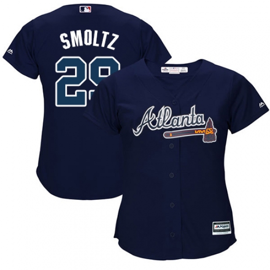 Women's Majestic Atlanta Braves #29 John Smoltz Authentic Blue Alternate Road Cool Base MLB Jersey