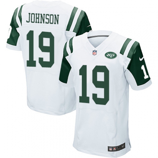 Men's Nike New York Jets #19 Keyshawn Johnson Elite White NFL Jersey - Ujersey