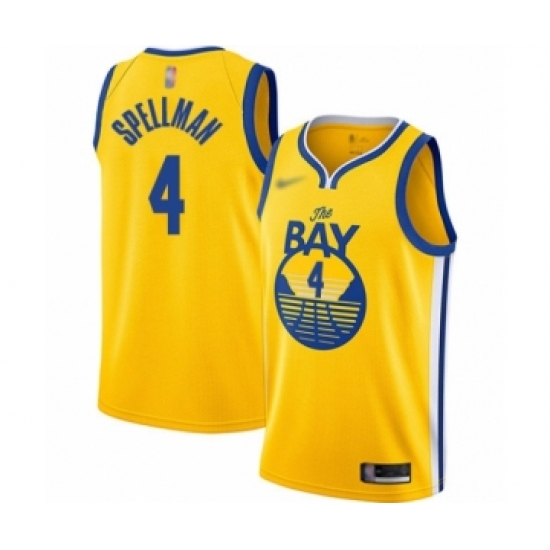 Youth Golden State Warriors #4 Omari Spellman Swingman Gold Finished Basketball Jersey - Statement Edition - Ujersey