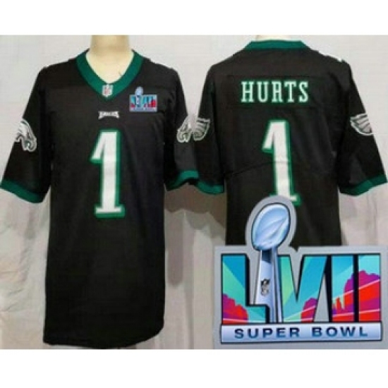 Women's Philadelphia Eagles #1 Jalen Hurts Limited Black Super Bowl LVII Vapor Jersey - Ujersey