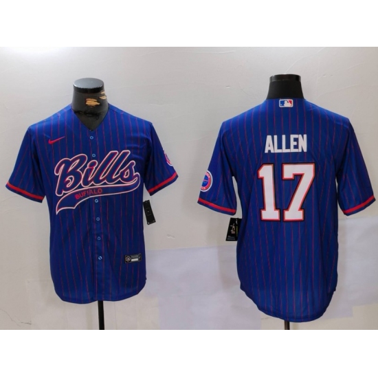 Men's Buffalo Bills #17 Josh Allen Blue Team Cool Base Stitched Baseball Jersey1 - Ujersey