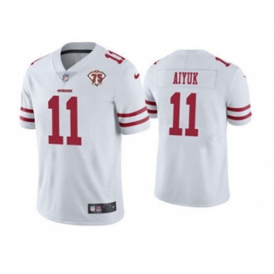 Men's San Francisco 49ers #11 Brandon Aiyuk White 2021 75th Anniversary Vapor Untouchable Limited Jersey - Ujersey