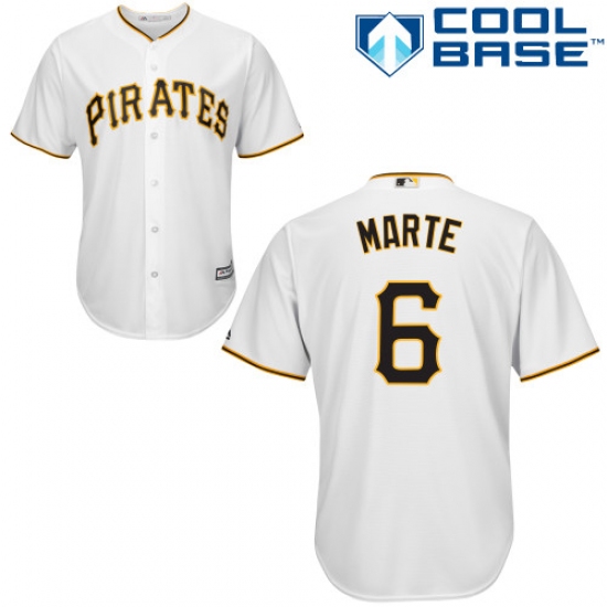 Youth Majestic Pittsburgh Pirates #6 Starling Marte Replica White Home Cool Base MLB Jersey - Ujersey