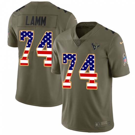 Youth Nike Houston Texans #74 Kendall Lamm Limited Olive USA Flag 2017 Salute to Service NFL Jersey - Ujersey