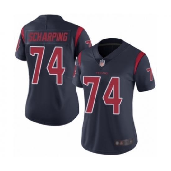 Women's Houston Texans #74 Max Scharping Limited Navy Blue Rush Vapor Untouchable Football Jersey - Ujersey