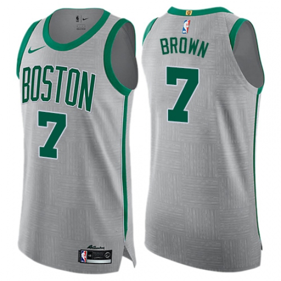 Men's Nike Boston Celtics #7 Jaylen Brown Authentic Gray NBA Jersey - City Edition - Ujersey