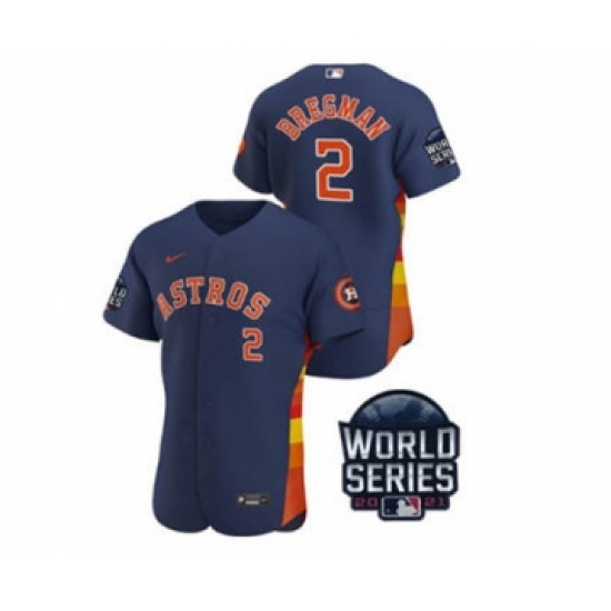 Men's Houston Astros #2 Alex Bregman 2021 Navy World Series Flex Base Stitched Baseball Jersey - Ujersey