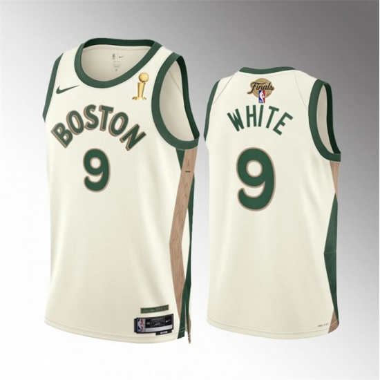 Men's Boston Celtics #9 Derrick White 2024 Finals Champions City Edition Stitched Basketball Jersey - Ujersey