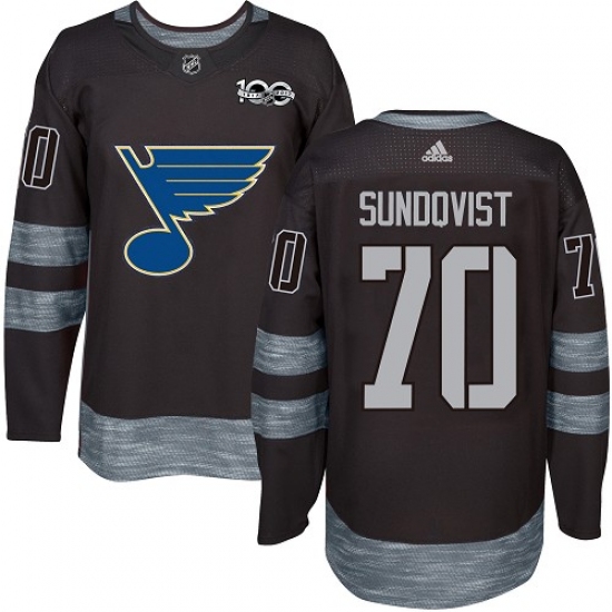 Men's Adidas St. Louis Blues #70 Oskar Sundqvist Authentic Black 1917-2017 100th Anniversary NHL Jersey - Ujersey