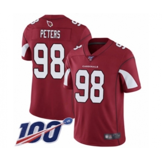 Men's Arizona Cardinals #98 Corey Peters Red Team Color Vapor Untouchable Limited Player 100th Season Football Jersey - Ujersey