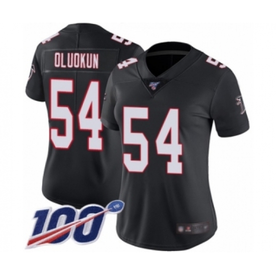 Women's Atlanta Falcons #54 Foye Oluokun Black Alternate Vapor Untouchable Limited Player 100th Season Football Jersey