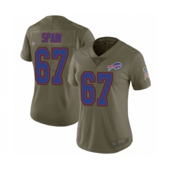Women's Buffalo Bills #67 Quinton Spain Limited Olive 2017 Salute to Service Football Jersey - Ujersey