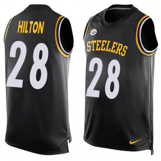 Men's Nike Pittsburgh Steelers #28 Mike Hilton Limited Black Player Name & Number Tank Top NFL Jersey - Ujersey