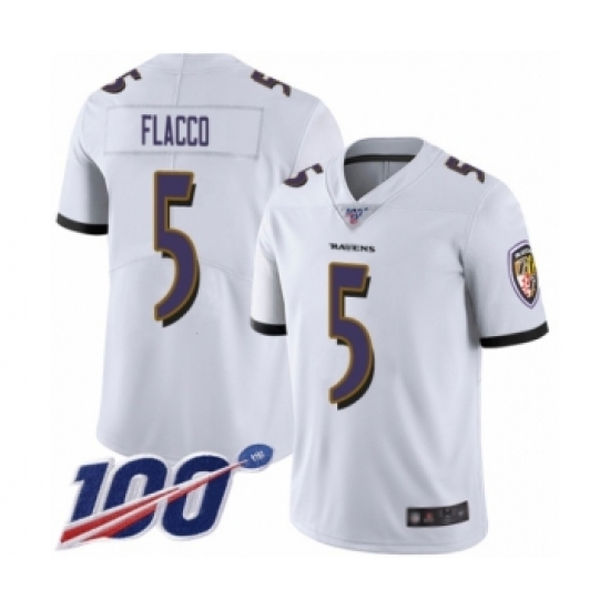 Men's Baltimore Ravens #5 Joe Flacco White Vapor Untouchable Limited Player 100th Season Football Jersey - Ujersey