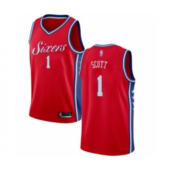 Men's Philadelphia 76ers #1 Mike Scott Authentic Red Basketball Jersey Statement Edition - Ujersey