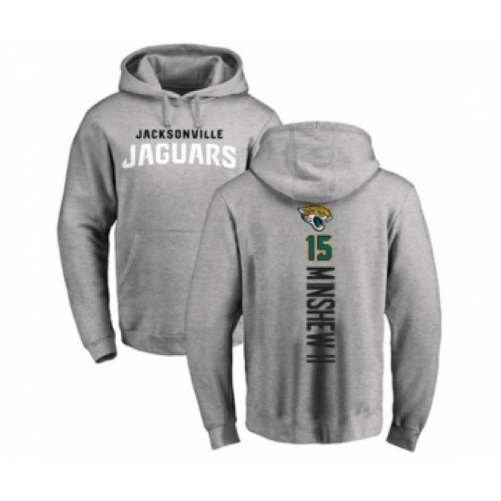 Football Jacksonville Jaguars #15 Gardner Minshew II Ash Backer Pullover Hoodie - Ujersey NHL
