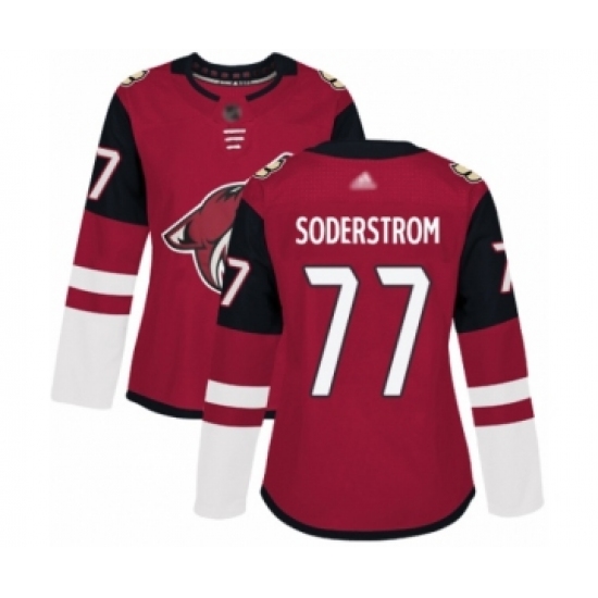 Women's Arizona Coyotes #77 Victor Soderstrom Authentic Burgundy Red Home Hockey Jersey - Ujersey