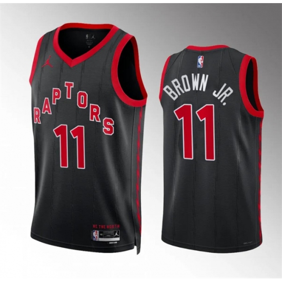 Men's Toronto Raptors #11 Bruce Brown Jr Black Statement Edition Basketball Jersey - Ujersey