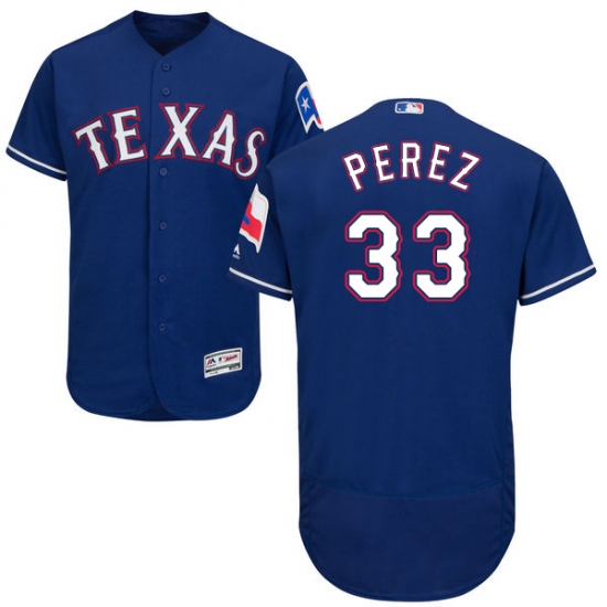 Men's Majestic Texas Rangers #33 Martin Perez Royal Blue Alternate Flex Base Authentic Collection MLB Jersey - Ujersey