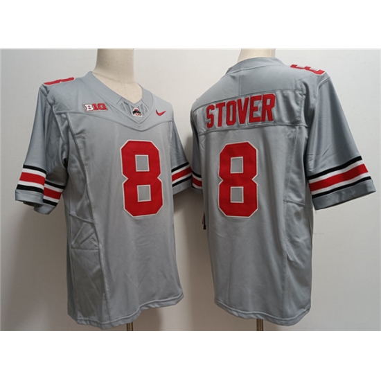 Men's Ohio State Buckeyes #8 Cade Stover Gray 2023 F.U.S.E. Limited Stitched Jersey - Ujersey