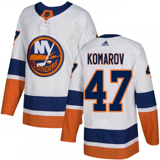 Youth Adidas New York Islanders #47 Leo Komarov Authentic White Away NHL Jersey