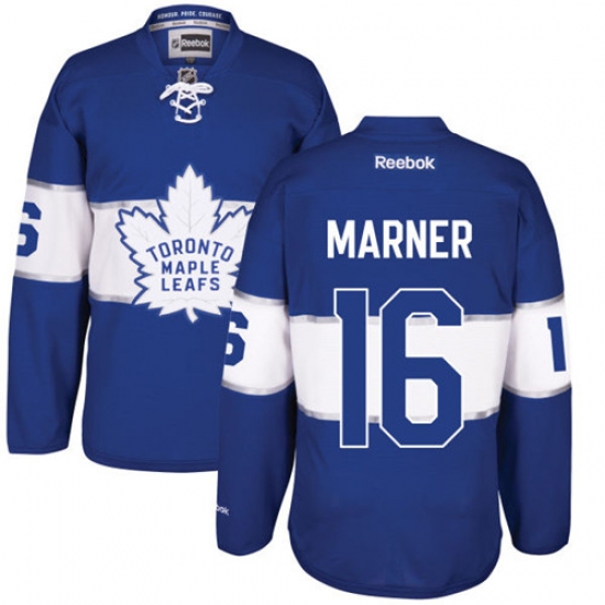 Men's Reebok Toronto Maple Leafs #16 Mitchell Marner Authentic Royal Blue 2017 Centennial Classic NHL Jersey - Ujersey
