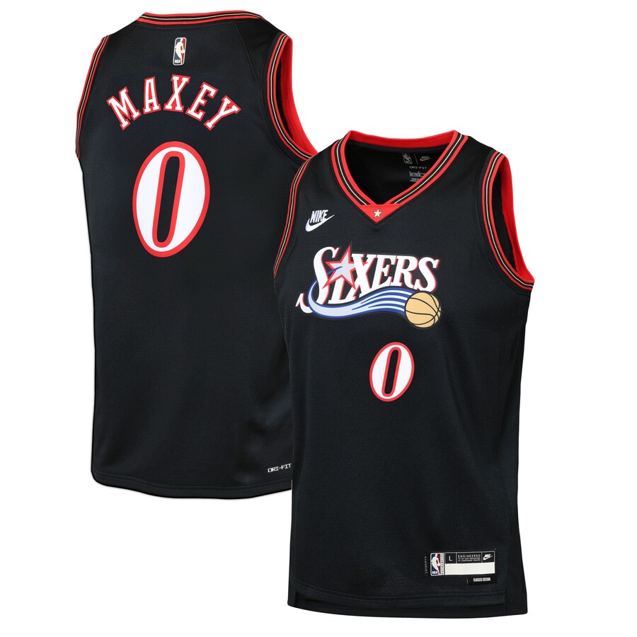 Youth Philadelphia 76ers Tyrese Maxey Nike Black Swingman Jersey - Classic Edition - Ujersey NHL