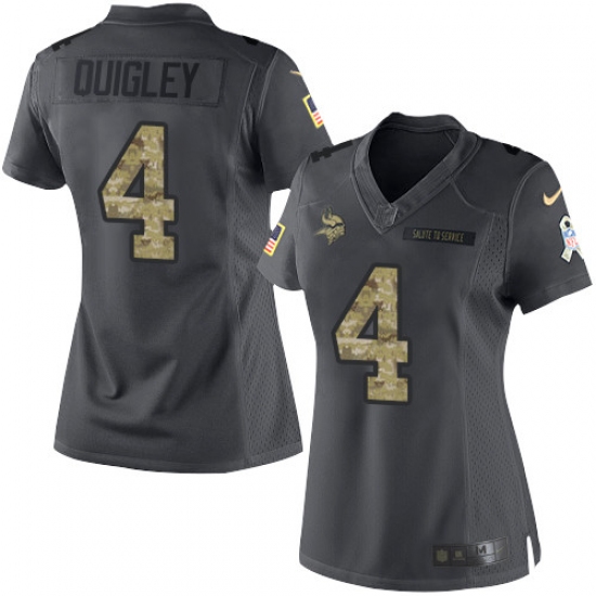 Women's Nike Minnesota Vikings #4 Ryan Quigley Limited Black 2016 Salute to Service NFL Jersey - Ujersey