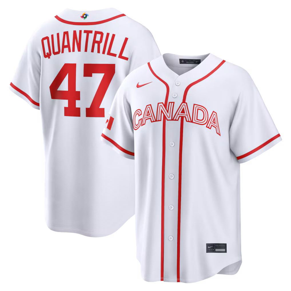 Men's Canada Baseball Cal Quantrill Nike White 2026 World Baseball Classic Home Stadium Jersey - ujerseystore