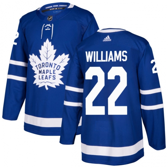 Men's Adidas Toronto Maple Leafs #22 Tiger Williams Authentic Royal Blue Home NHL Jersey - Ujersey