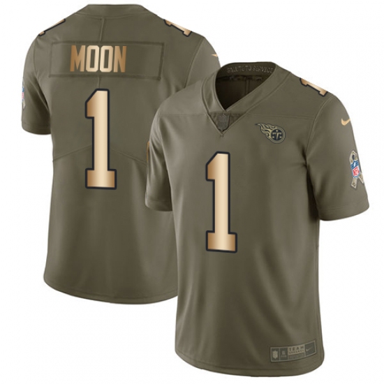 Men's Nike Tennessee Titans #1 Warren Moon Limited Olive/Gold 2017 Salute to Service NFL Jersey - Ujersey