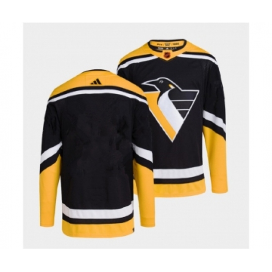 Men's Pittsburgh Penguins Blank Black 2022 Reverse Retro Stitched Jersey - Ujersey