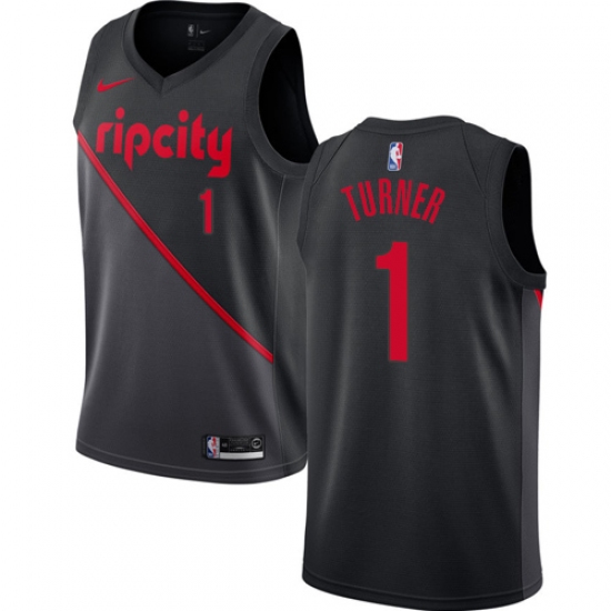 Women's Nike Portland Trail Blazers #1 Evan Turner Swingman Black NBA Jersey - 2018 19 City Edition - Ujersey
