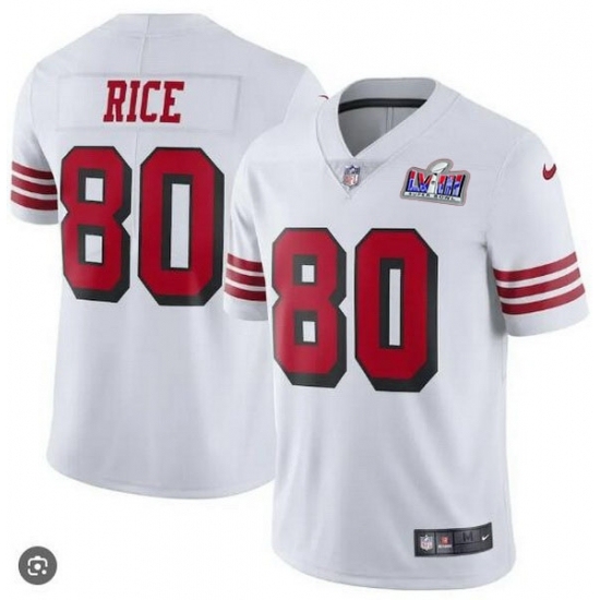 Women's San Francisco 49ers #80 Jerry Rice White Throwback Vapor Untouchable Stitched Football 2024 Super Bowl LVIII Jersey - Ujersey