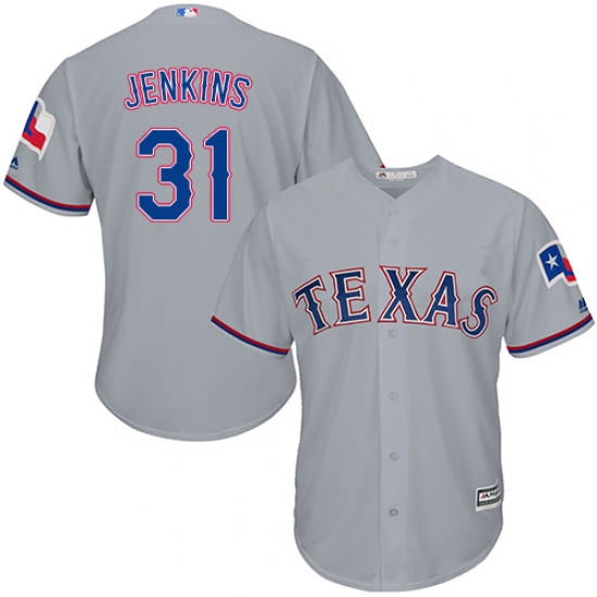 Youth Majestic Texas Rangers #31 Ferguson Jenkins Authentic Grey Road Cool Base MLB Jersey - Ujersey