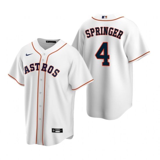 Men's Nike Houston Astros #4 George Springer White Home Stitched Baseball Jersey - Ujersey