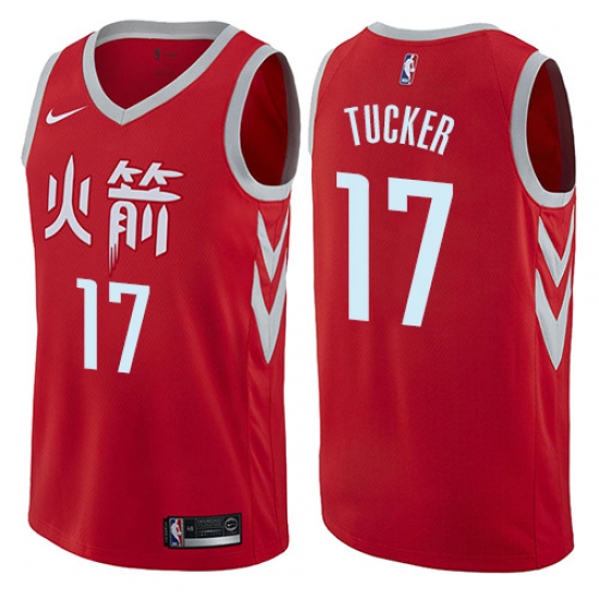 Men's Nike Houston Rockets #17 PJ Tucker Swingman Red NBA Jersey - City Edition - Ujersey