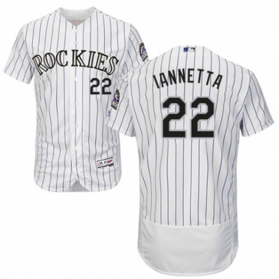 Men's Majestic Colorado Rockies #22 Chris Iannetta White Home Flex Base Authentic Collection MLB Jersey - Ujersey